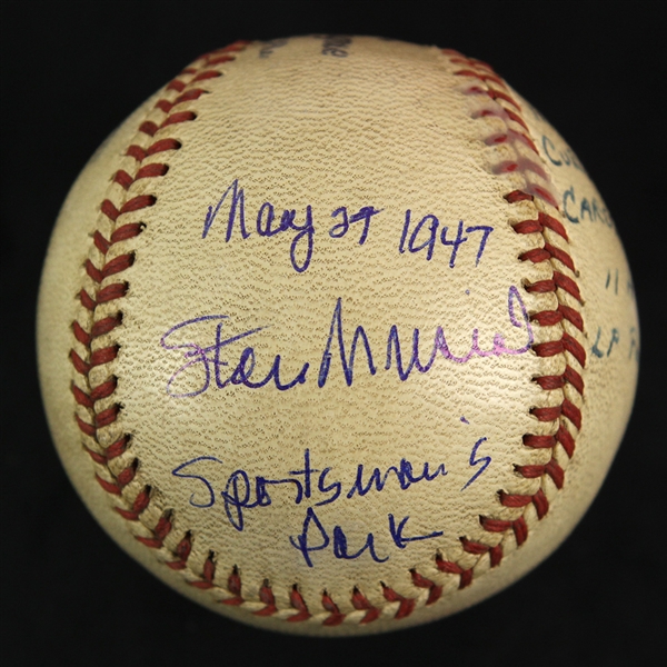 1947 (May 27) Stan Musial St. Louis Cardinals Signed ONL Frick Sportsmans Park Game Used Baseball (MEARS LOA/JSA)