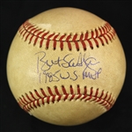 1985 Bret Saberhagen Kansas City Royals Single Signed OWS Uberroth World Series Game Used Baseball (MEARS LOA/JSA)