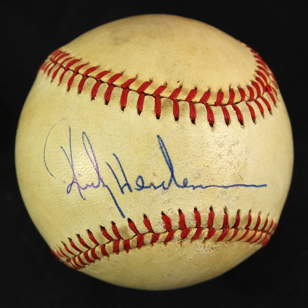 1983 Rickey Henderson Oakland Athletics Signed OAL MacPhail Game Used Baseball (MEARS LOA/JSA)