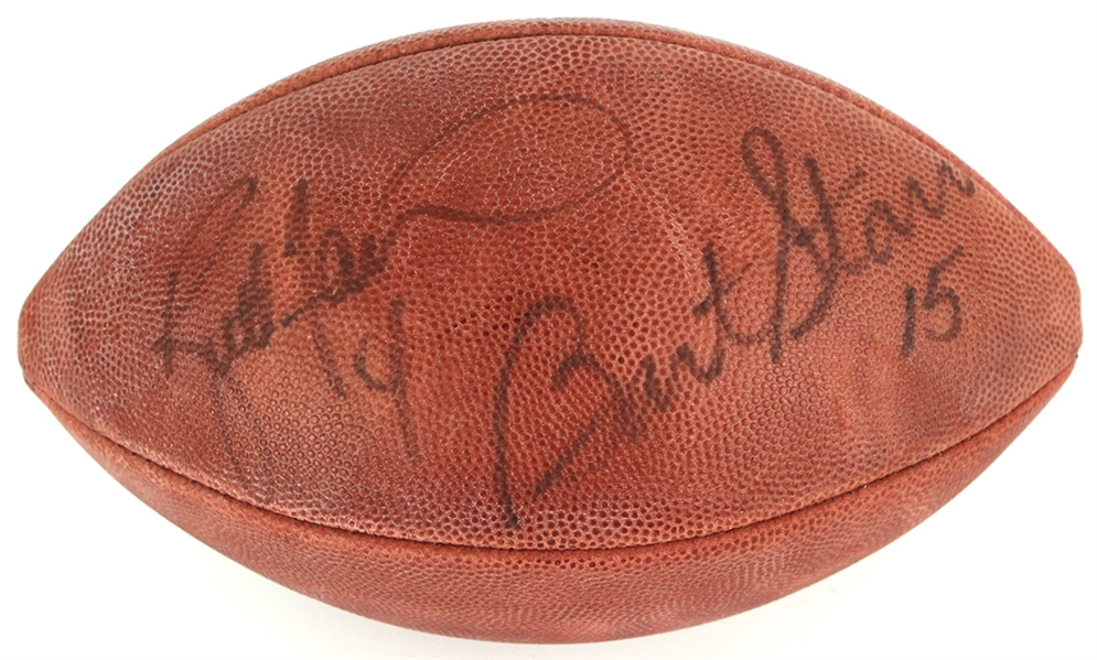 1996 Bart Starr Brett Favre Green Bay Packers Signed ONFL Tagliabue Football (JSA)