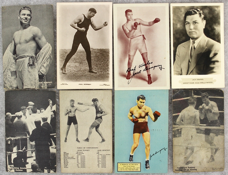 1920s Jack Dempsey World Heavyweight Champion Postcard Collection - Lot of 8