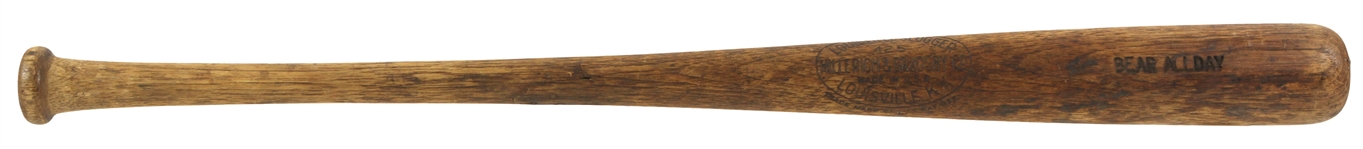 1930 Bear Allday Springfield Midgets H&B Louisville Slugger Professional Model Game Used Bat (MEARS LOA) Sidewritten