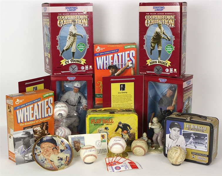 1950s-2000 Baseball Memorabilia Collection - Lot of 36 w/ Babe Ruth Effanbees Doll, Baseballs, Tickets & More 