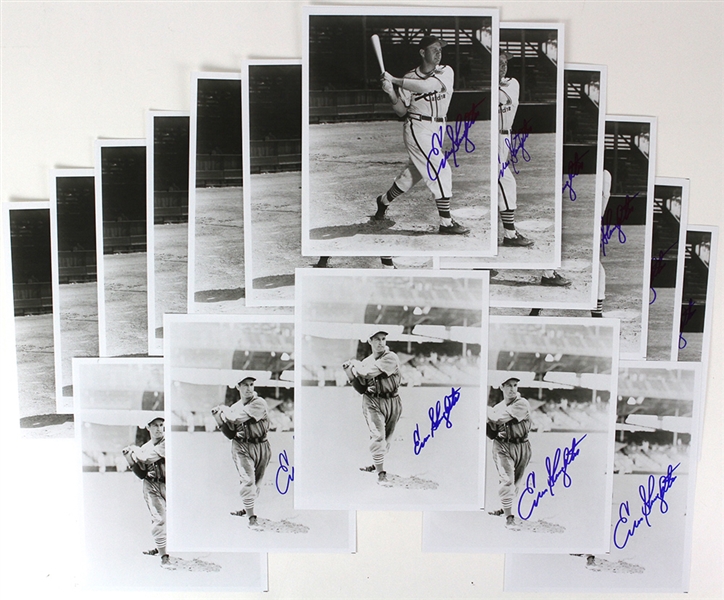 1938-45 Enos Slaughter St. Louis Cardinals Signed 8" x 10" Photos - Lot of 19 (JSA)