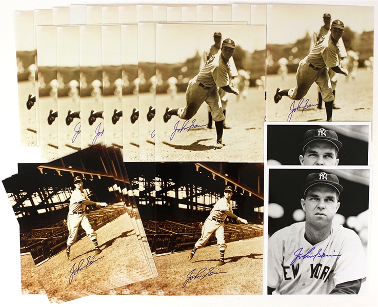 1942-55 Johnny Sain Braves/Yankees Signed 8" x 10" Photos - Lot of 55 (JSA)