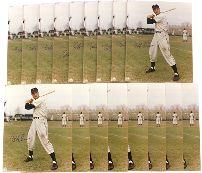1946-53 Bobby Thomson New York Giants Signed 8" x 10" Photos - Lot of 17 (JSA)