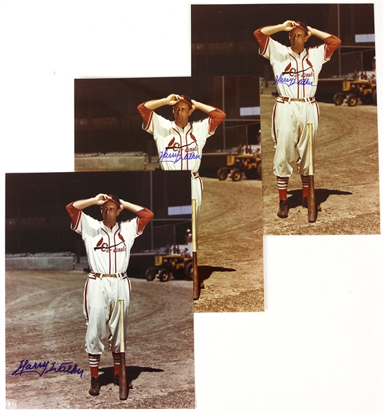 1940-50 Harry Walker St. Louis Cardinals Signed 8" x 10" Photos - Lot of 3 (JSA)