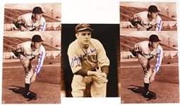1937-49 Johnny Vander Meer Cincinnati Reds Signed 8" x 10" Photos - Lot of 5 (JSA)