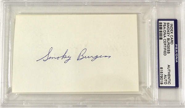 1960s Smoky Burgess Signed 3" x 5" Index Card (PSA/DNA Slabbed) 