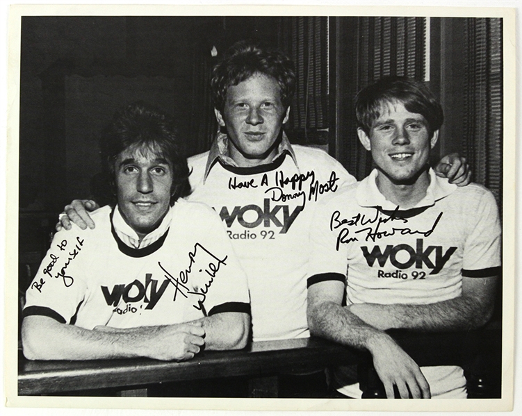 1970s Ron Howard Henry Winkler Donny Most Happy Days Facsimile Signed 8" x 10" Photo