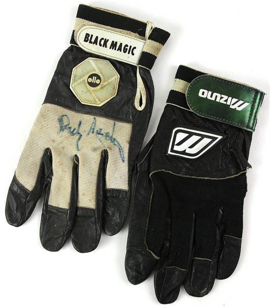 1990s Rickey Henderson Signed Game Worn Batting Gloves - Lot of 2 (MEARS LOA/JSA)