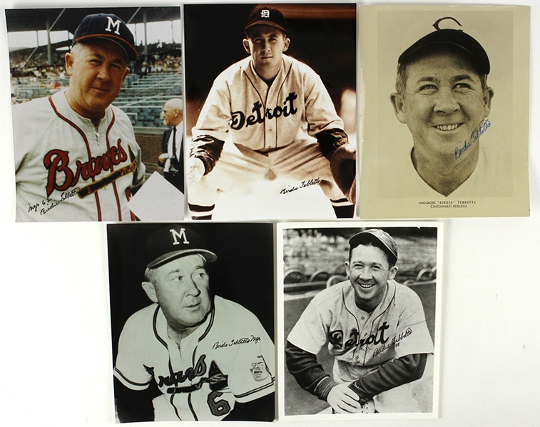 1930s-60s Birdie Tebbetts Tigers/Red/Braves Signed 8" x 10" Photos - Lot of 5 (JSA)