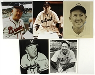 1930s-60s Birdie Tebbetts Tigers/Red/Braves Signed 8" x 10" Photos - Lot of 5 (JSA)