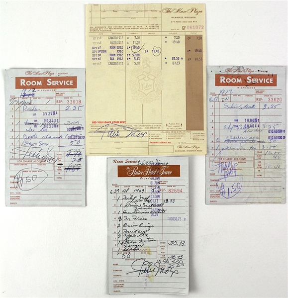 1960s-70s Willie Mays San Francisco Giants Signed Room Serivce Tickets - Lot of 4 (JSA)