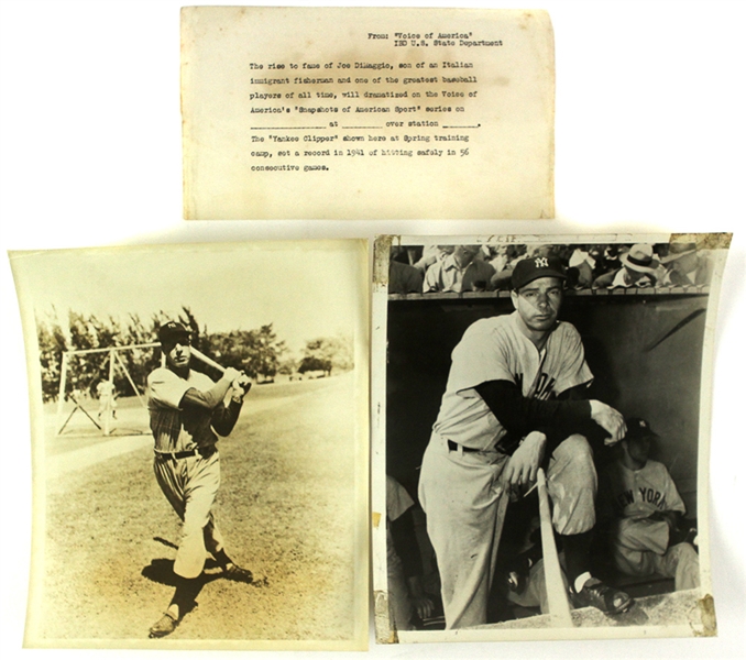 1940s Joe DiMaggio New York Yankees 8" x 10" Photos - Lot of 2