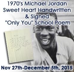 1970s Michael Jordan Chicago Bulls Sweet Heart Handwritten & Signed "Only You" School Poem (Full JSA Letter)