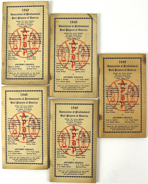 1949 Association of Professional Ball Players of America Members Handbooks - Lot of 5