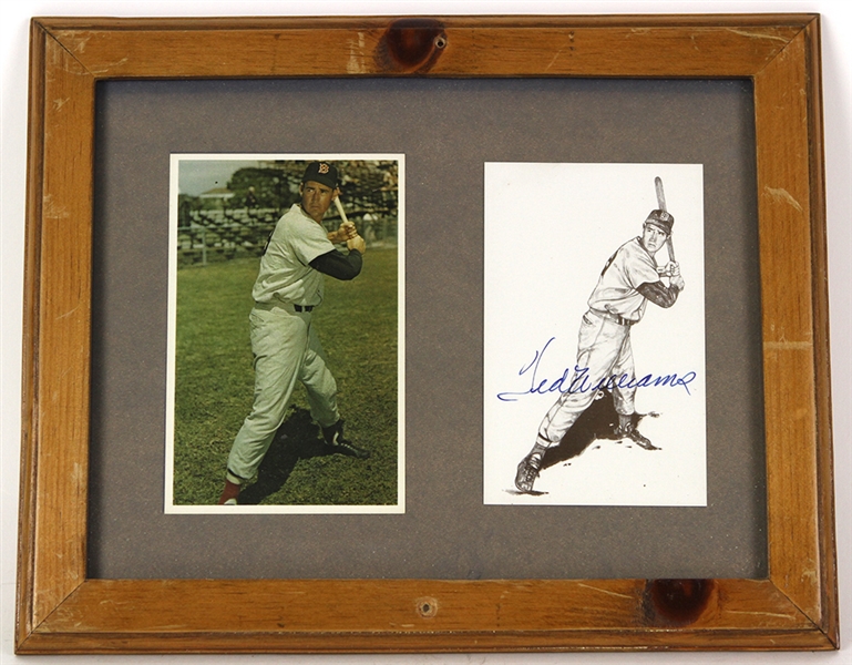 1980s Ted Williams Boston Red Sox Signed 10" x 13" Framed Display (JSA)