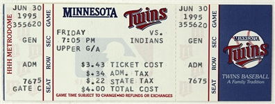 1995 (June 30) Eddie Murray Cleveland Indians 3,000th Career Hit Ticket