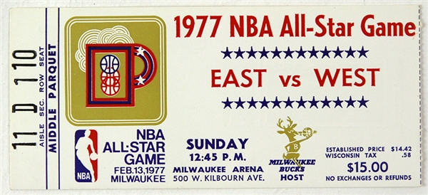 1977 NBA All Star Game MECCA Arena Ticket Stub