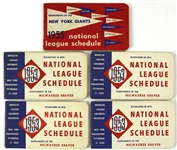 1953-55 National League Pocket Schedules - Lot of 5 