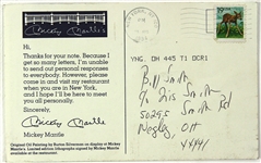 1994 Mikcey Mantle New York Yankees Restaurant & Sports Bar 4 x 6.5 Reply Postcard  
