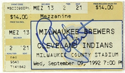 1992 Robin Yount Milwaukee Brewers Signed 3,000th Career Hit Game Ticket Stub (JSA)