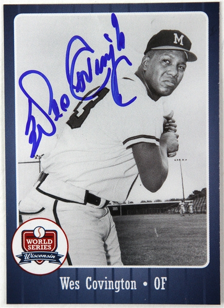 2007-08 Wes Covington Milwaukee Bravs Signed World Series Wisconsin Trading Card (JSA)