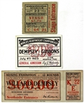 1919-26 Jack Dempsey Jess Willard Tommy Gibbons Gene Tunney World Heavyweight Title Bout Tickets/Stubs - Lot of 3