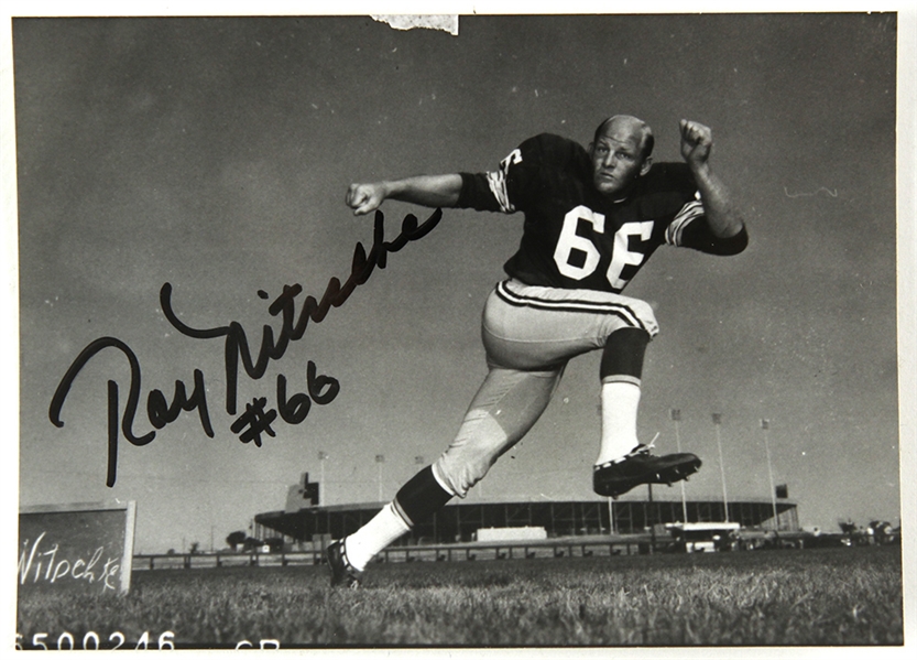 1960s Ray Nitschke Green Bay Packers Signed 3.5" x 5" Photo (JSA)