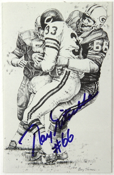 1980s Ray Nitschke Green Bay Packers Signed 3.5" x 5.5" Illustration Card (JSA)