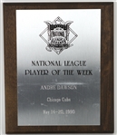 1990 (May 14-20) Andre Dawson Chicago Cubs National League Player of the Week Award Plaque (MEARS LOA)