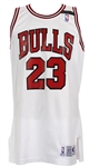 1991-92 (post November 30th, 1991) Michael Jordan Chicago Bulls World Championship Season Game Worn Home Jersey w/ Sheri Berto Black Memorial Shoulder Band (MEARS A10)