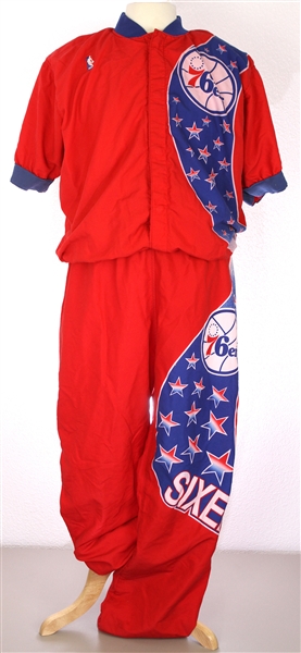 1992 Philadelphia 76ers Two Player Worn (14) Jeff Hornacek (20) Ron Anderson Game Worn Warm Up Suit (MEARS LOA)