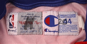 1992 Philadelphia 76ers Two Player Worn (14) Jeff Hornacek (20) Ron Anderson Game Worn Warm Up Suit (MEARS LOA)
