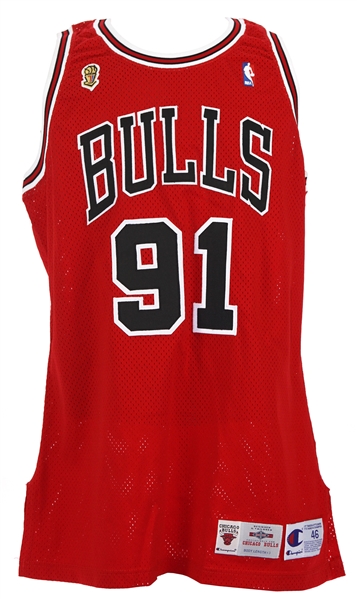 1996 Dennis Rodman NBA Finals Game Issued Jersey (MEARS LOA) “First World Championship With the Bulls”