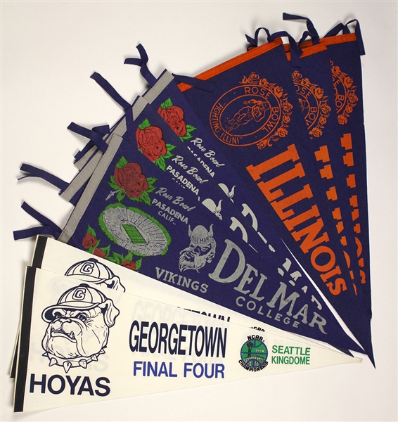 1960s-90s Football & Basketball Full Size Pennant Collection - Lot of 71 w/ OJ Simpson, Rose Bowl, Final Four & More