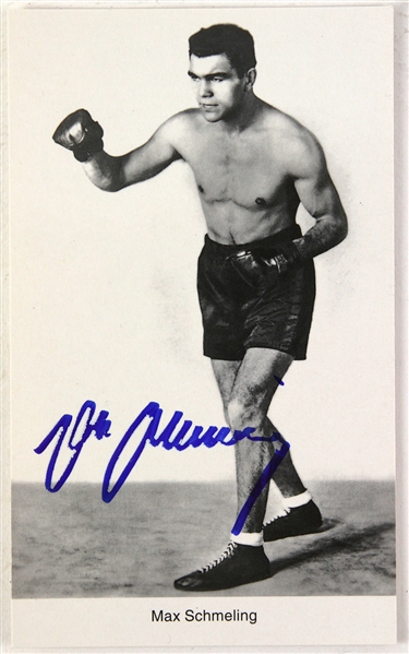 1980s Max Schmeling Heavy Weight Boxing Champion Autographed 4”x6” Card (JSA)