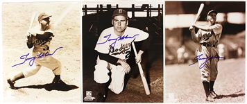 1942-52 Tommy Holmes Dodgers/Braves Signed 8" x 10" Photos - Lot of 3 (JSA)