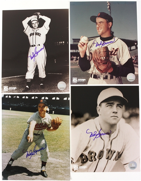 1948-60 Ned Garver Browns/Tigers/Athletics Signed 8" x 10" Photos - Lot of 4 (JSA)
