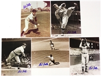 1936-51 Bob Feller Cleveland Indians Signed 8" x 10" Photos - Lot of 5 (JSA)