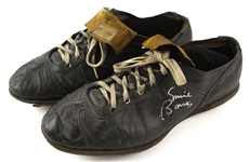 1967 Ernie Banks Chicago Cubs Game Worn Signed Cleats Sourced From Dick Radatz – (JSA & MEARS LOA)
