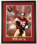 1990s Joe Montana San Francisco 49ers Signed 22" x 27" Framed Display (JSA)