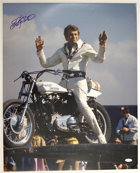 2000s Evel Knievel American Daredevil Signed 16" x 20" Photo (Steiner)