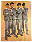 1960s The Beatles Facsimile Signed 38" x 55" Poster Unused Old Store Stock