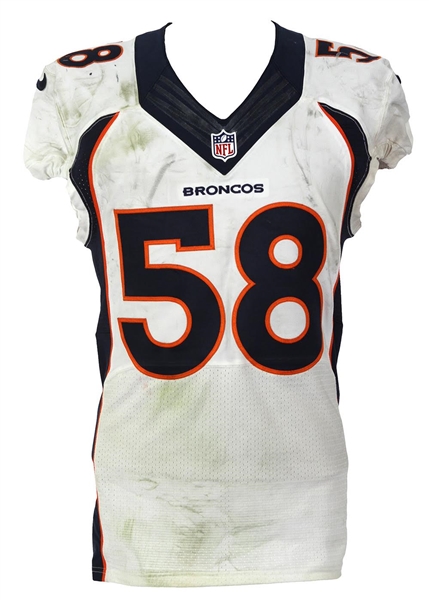 2014 (November 9) Von Miller Denver Broncos Game Worn Road Jersey (MEARS LOA/Panini & Team COA)