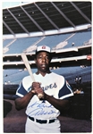 1973 Hank Aaron Atlanta Braves Signed 4" x 5.5" Photo 