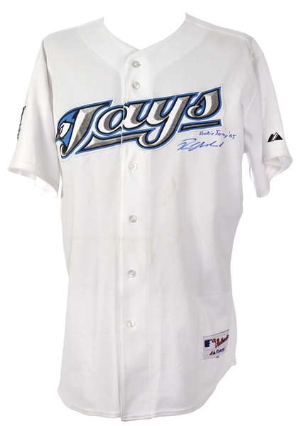 2005 Russ Adams Toronto Blue Jays Signed Game Worn Home Jersey (MEARS LOA/JSA)