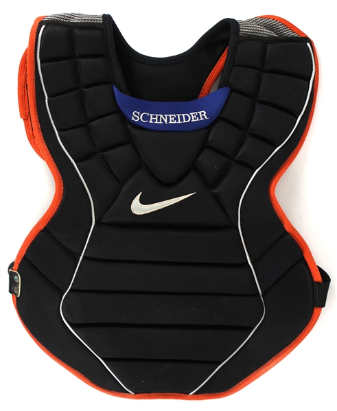2008 Brian Schneider New York Mets Game Worn Chest Protector (MEARS LOA/Team COA)