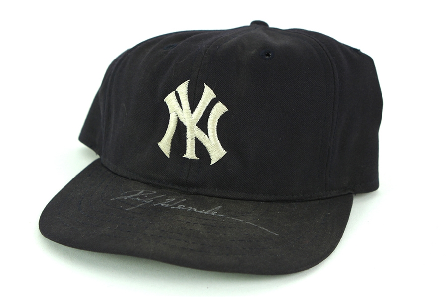 1985-87 Rickey Henderson New York Yankees Signed Game Worn Cap (MEARS LOA/JSA) "Fine Example"